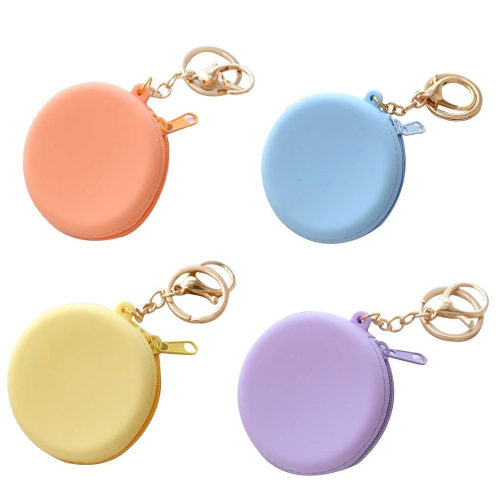 2432 4Pcs Cute Coin Purse, Silicone Coin Wallet With Zipper, Round Headset